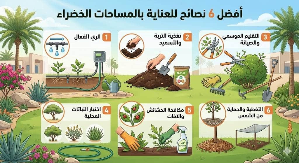 أفضل 6 نصائح للعناية بالمساحات الخضراء طوال العام بالرياض